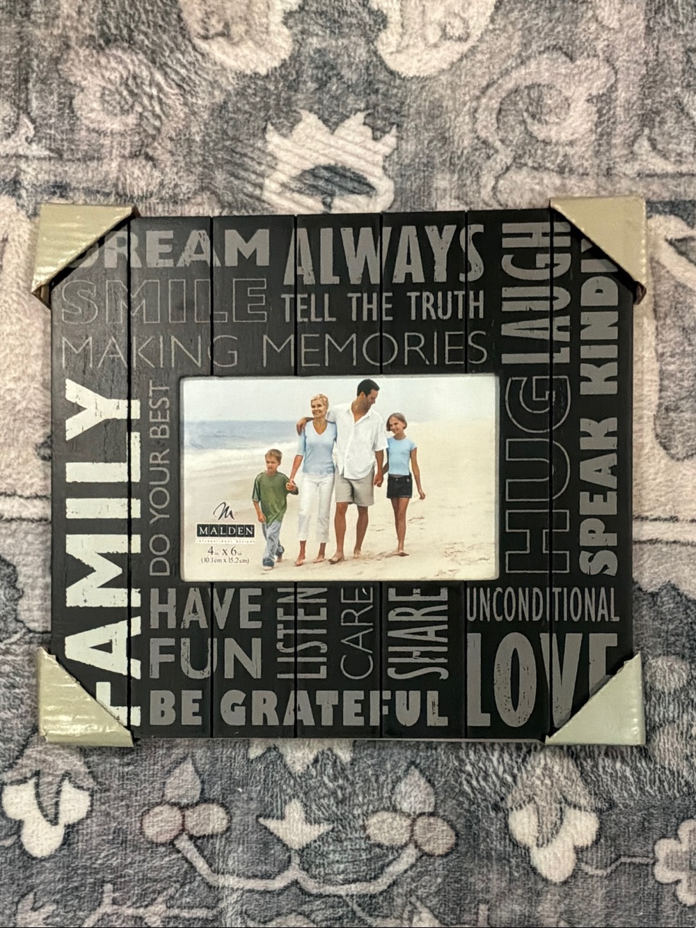 Malden Black & Gray Family Word Collage Picture Frame
